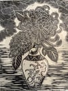 "Mums in Vase" woodblock print