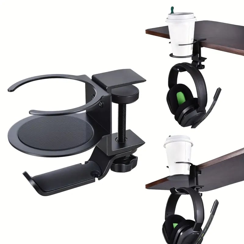 GameSync Deluxe Headphone Hanger Stand & Drink Cup Holder