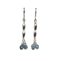 Image 1 of Simple Sterling Silver Aquamarine Beaded Earrings