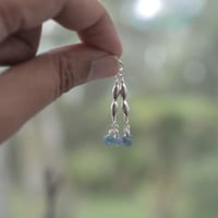Image 2 of Simple Sterling Silver Aquamarine Beaded Earrings