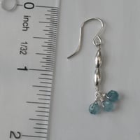 Image 3 of Simple Sterling Silver Aquamarine Beaded Earrings