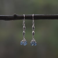 Image 4 of Simple Sterling Silver Aquamarine Beaded Earrings