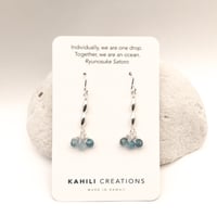 Image 5 of Simple Sterling Silver Aquamarine Beaded Earrings