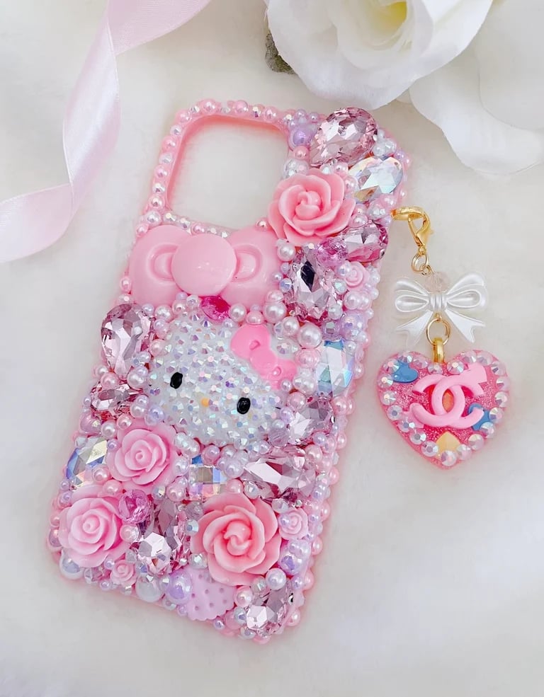 KAWAII BLING KITTY PINK PHONE CASE