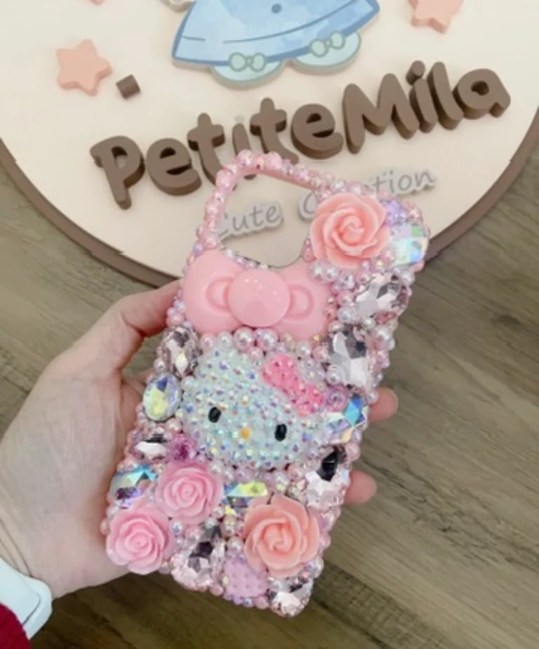KAWAII BLING KITTY PINK PHONE CASE