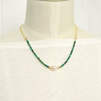 Image 2 of White Freshwater Cultured Pearl Necklace Turquoise 14kt Gold-filled