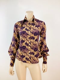 Image 1 of Vintage 1970s Jeff Banks Floral Print Balloon Sleeve Blouse