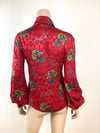 Vintage 1970s Jeff Banks Red Balloon Sleeve Blouse