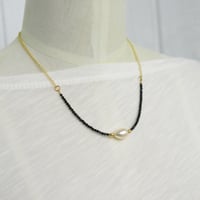 Image 5 of White Freshwater Cultured Pearl Necklace Black Spinel 14kt Gold-filled