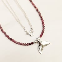 Image 4 of Sterling Silver Whale Fin Necklace Pink Tourmaline