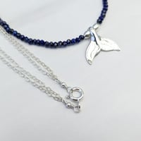 Image 4 of Sterling Silver Whale Fin Necklace Lapis Lazuli