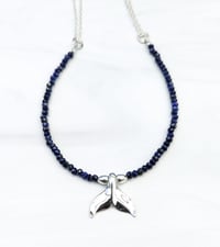 Image 5 of Sterling Silver Whale Fin Necklace Lapis Lazuli