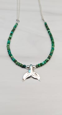 Image 5 of Silver Whale Fin Necklace Turquoise