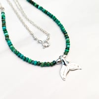 Image 3 of Silver Whale Fin Necklace Turquoise