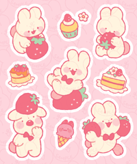 Image 1 of Strawbun Shortcake Sticker Sheet