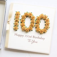 Image 1 of 100th Birthday Card. Personalised Card. 100 Birthday Card. Yellow.