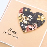 Image 1 of Handmade Happy Anniversary Card. Anniversary Gift. Paper Anniversary Card.