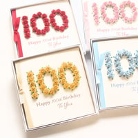 Image 1 of 100th Birthday Card. 3 Colours. 100 Birthday Card for Her.