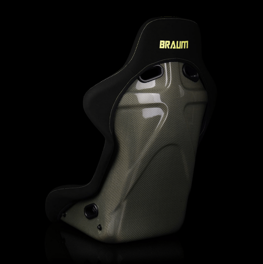 Falcon R Series - Black  Suede w/ YELLOW Stitching - Carbon Kevlar Shell - SINGLE Seat