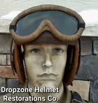 Image 3 of WWII Replica US M1938 Tank Crew Helmet & Polaroid 1021 Goggles. 2nd Armored Division.