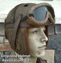 Image 5 of WWII Replica US M1938 Tank Crew Helmet & Polaroid 1021 Goggles. 2nd Armored Division.