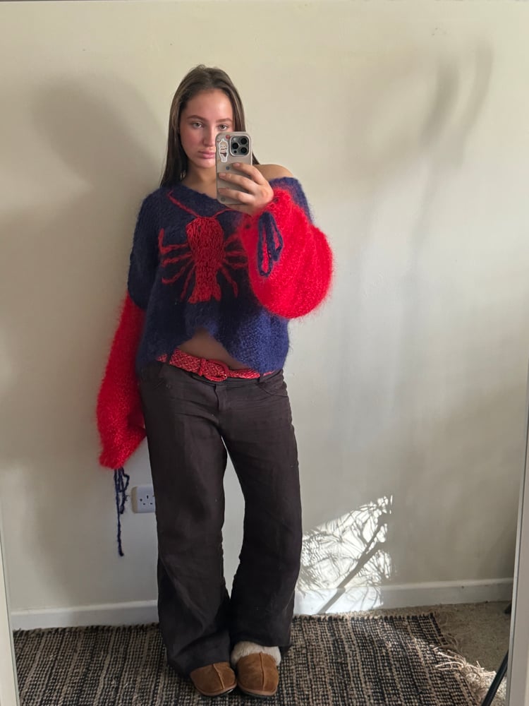 Image of lobster mohair sweater
