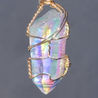 Image 3 of Angel Aura Quartz Crystal 14k Gold Filled Wire Wrap Pendant