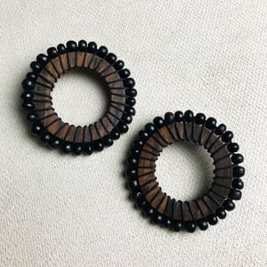 Image of Lilly Wood Beaded Stud Earrings