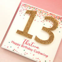 Image 1 of 13th Birthday Card. Personalised 13 Card. 3 Colours.
