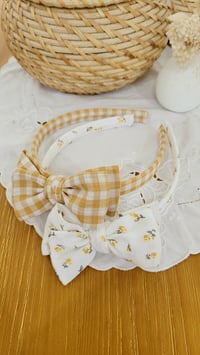 Image 2 of Mini Marigold & Mustard Check headbands