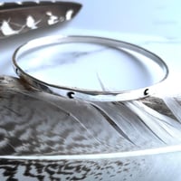 Image 1 of Celestial Sterling silver crescent moon bangle 925. Handstamped luna bracelet.