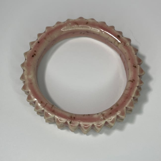 Speckled Pale Pink Studded Bracelet - 7.50 in Inner Diameter