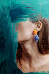 Image 1 of Sugar Double Turmeric and Pastel Blue Earrings