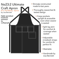 Image 2 of Ultimate Makers Apron - Cargo Pockets, Adjustable Crossback, Split Leg. Tough Black Canvas No23:2