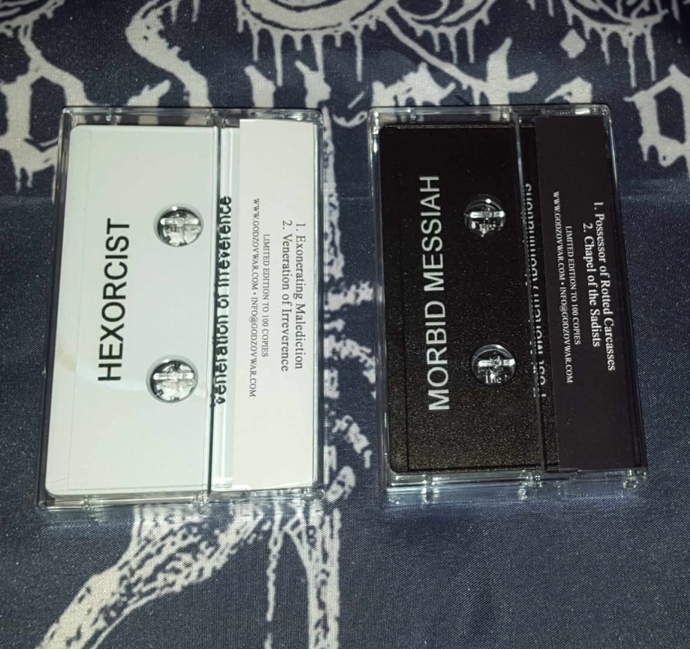 Hexorcist / Morbid Messiah - Veneration of Irreverence / Post Mortem Abominations - Tape