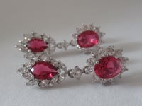 Image 1 of Queen Mary of Denmark Inspired Ruby Red Crystal Teardrop Statement Earrings