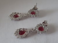 Image 5 of Queen Mary of Denmark Inspired Ruby Red Crystal Teardrop Statement Earrings