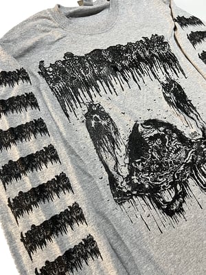 Image of Undergang " Putrid Head " Longsleeve T shirt Athletic Gray with Sleeve prints