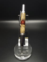 Image 2 of Buckeye Burl  with Red and Silver acrylic - Manhattan