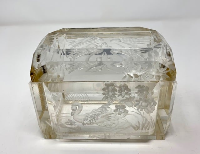 Image of Clear Lucite Swans Box by Joyce Francis