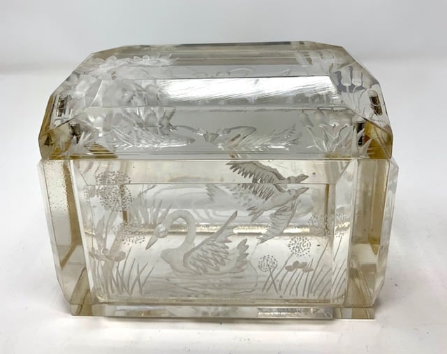 Image of Clear Lucite Swans Box by Joyce Francis