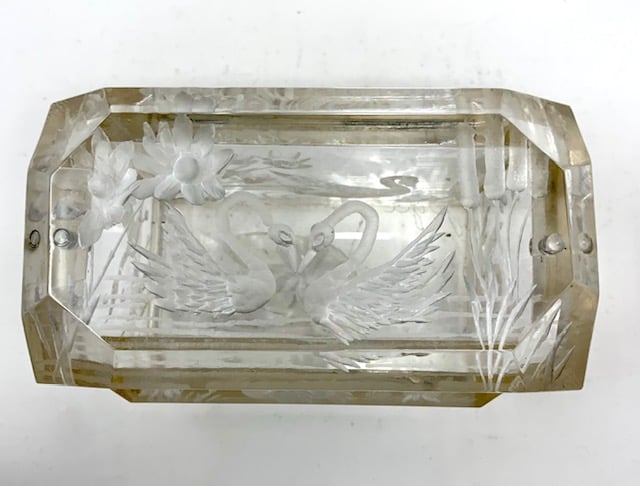 Image of Clear Lucite Swans Box by Joyce Francis
