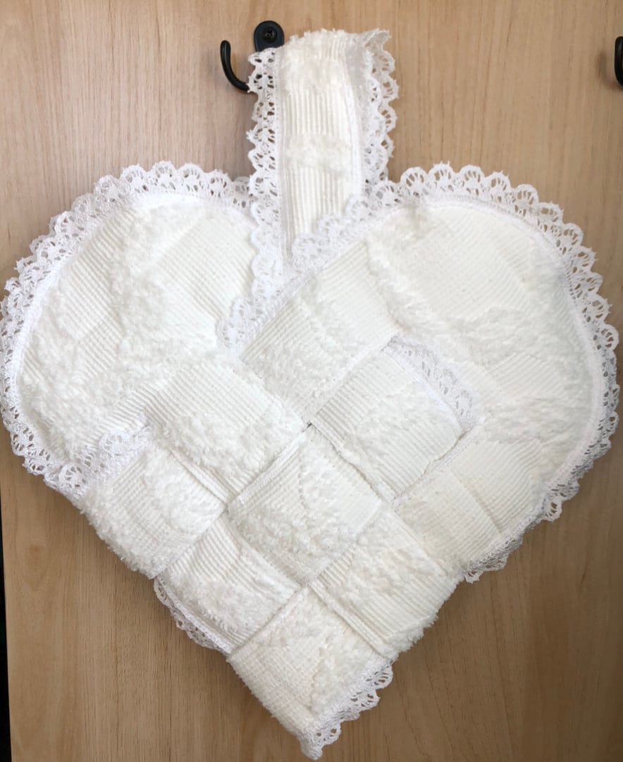 Image of White Doily Heart Stocking