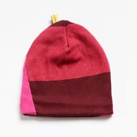 Image 2 of reds pink waffle thermal beanie hat courtneycourtney lined stretch knit active warm winter