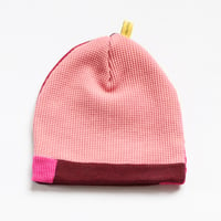 Image 3 of reds pink waffle thermal beanie hat courtneycourtney lined stretch knit active warm winter