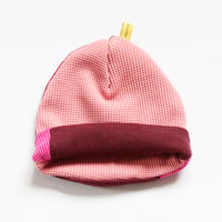 Image 4 of reds pink waffle thermal beanie hat courtneycourtney lined stretch knit active warm winter