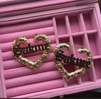 Image 1 of Heart shape bamboo earrings