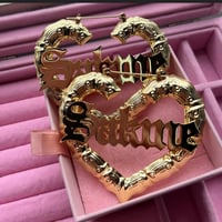 Image 2 of Heart shape bamboo earrings