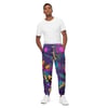 Unisex Trippy Track Pants Joggers with Butterflies Purple Blue and Yellow Trippy Joggers Festival