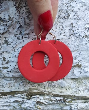 Image of Red Circle Earrings